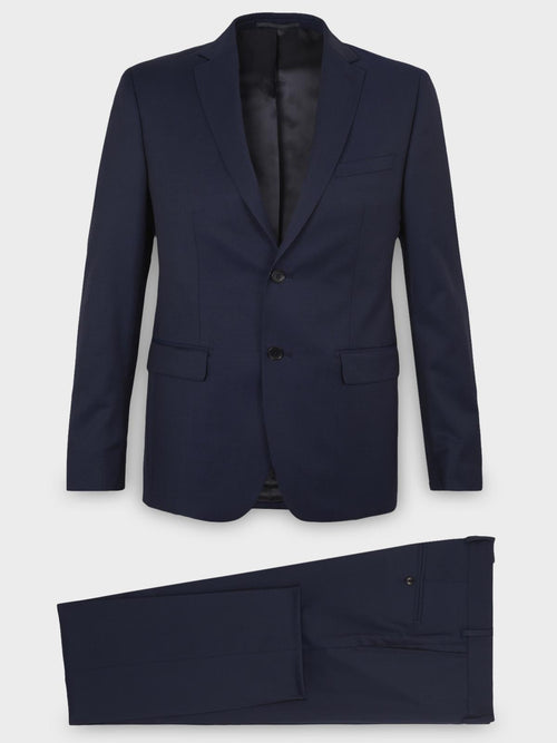 Costume 2 pièces Regular en laine Vitale Barberis Canonico unie bleu indigo - Father & Sons - 1