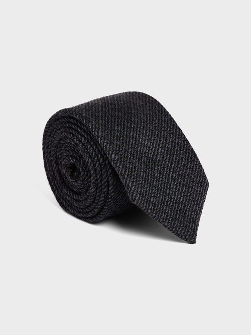 Cravate large en laine et soie anthracite - Father & Sons - 1