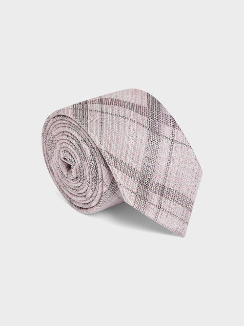 Cravate large en coton et soie rose à carreaux - Father & Sons - 1
