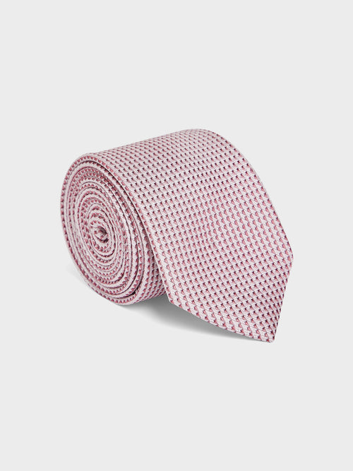 Cravate large en soie rose à motif - Father & Sons - 1