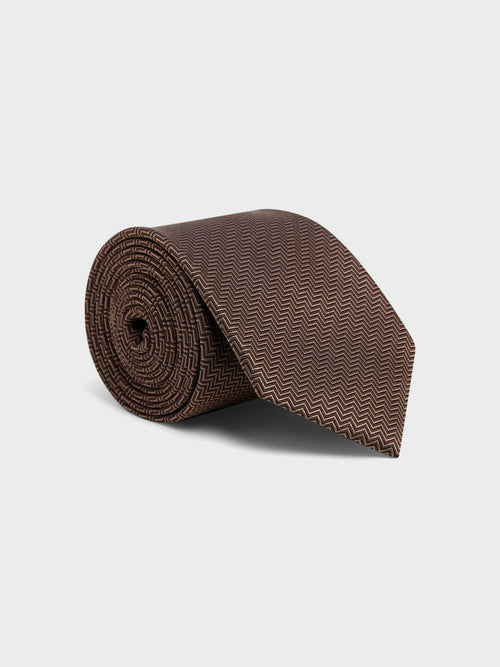 Cravate large en soie terracotta à motif - Father & Sons - 1
