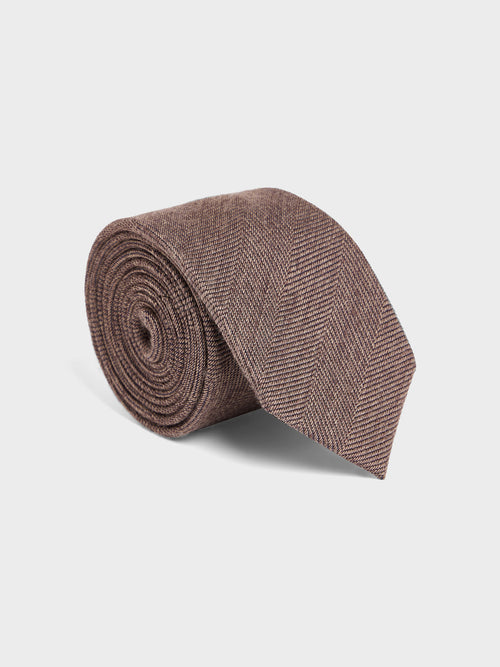 Cravate large en soie marron - Father & Sons - 1