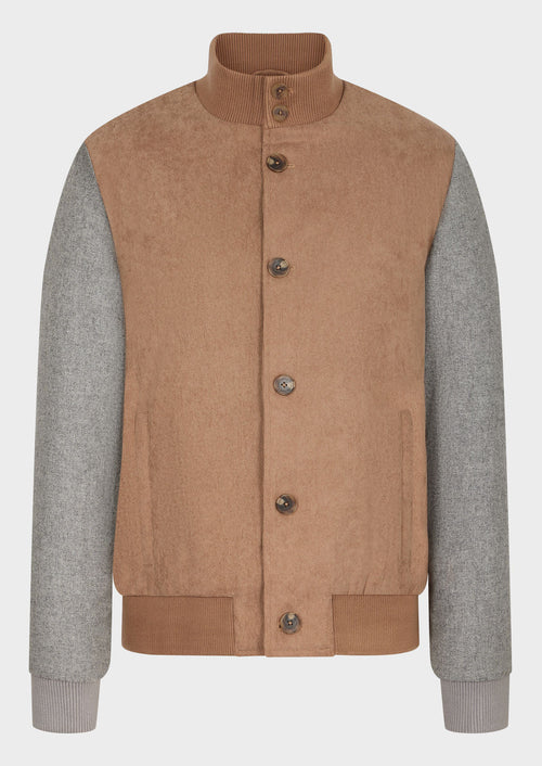 Blouson bi-matière camel et gris - Father & Sons - 4