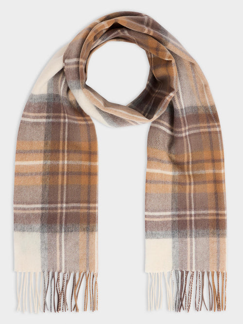 Echarpe en laine à carreaux beige et camel - Father & Sons - 1