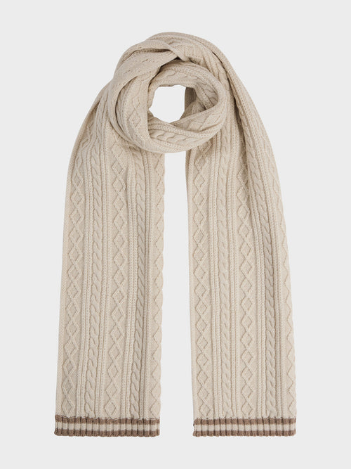 Echarpe en maille torsadée beige - Father & Sons - 1