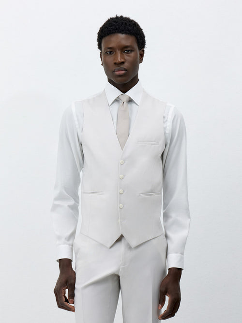 Gilet de costume en laine écrue - Father & Sons - 1