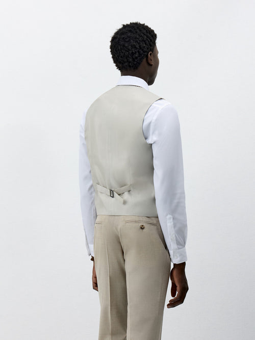 Gilet de costume en laine stretch beige - Father & Sons - 2