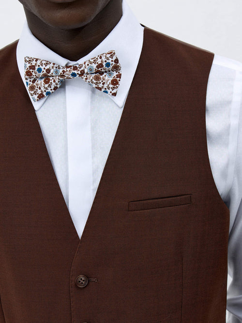 Gilet de costume en laine stretch marron - Father & Sons - 3