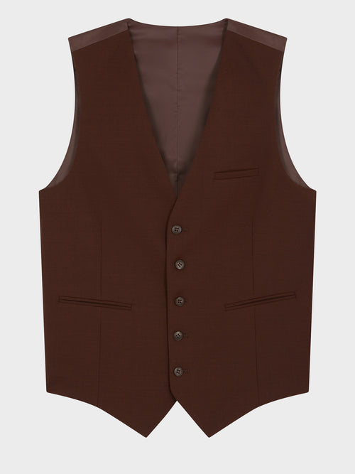 Gilet de costume en laine stretch marron - Father & Sons - 4
