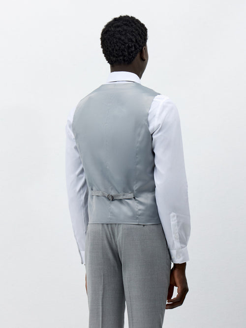 Gilet de costume en laine et soie gris clair - Father & Sons - 2