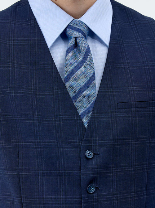 Gilet de costume en laine bleu marine Prince de Galles - Father & Sons - 3