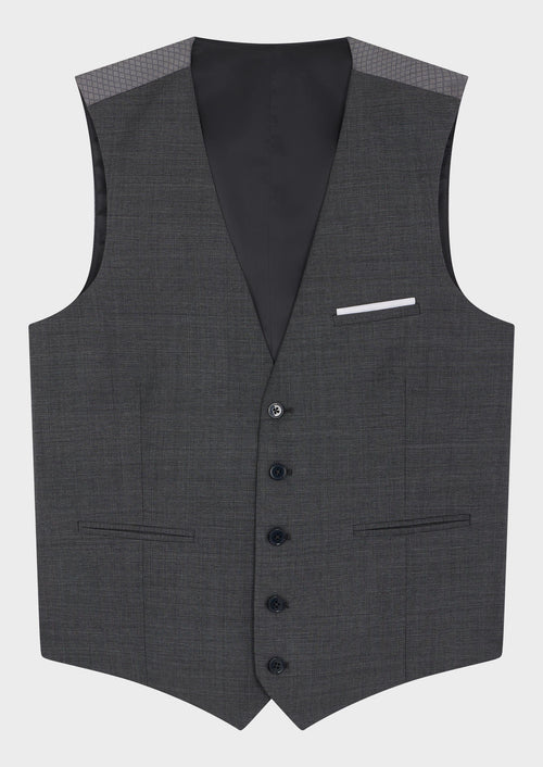 Gilet de costume en laine grise Prince de Galles - Father & Sons - 4