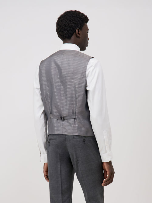 Gilet de costume en laine grise Prince de Galles - Father & Sons - 2
