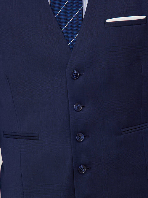 Gilet de costume en laine bleu marine Prince de Galles - Father & Sons - 3