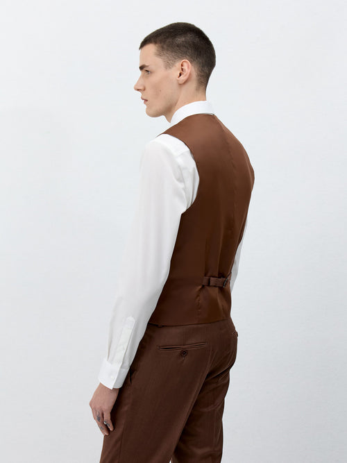 Gilet de costume en laine terracotta - Father & Sons - 2