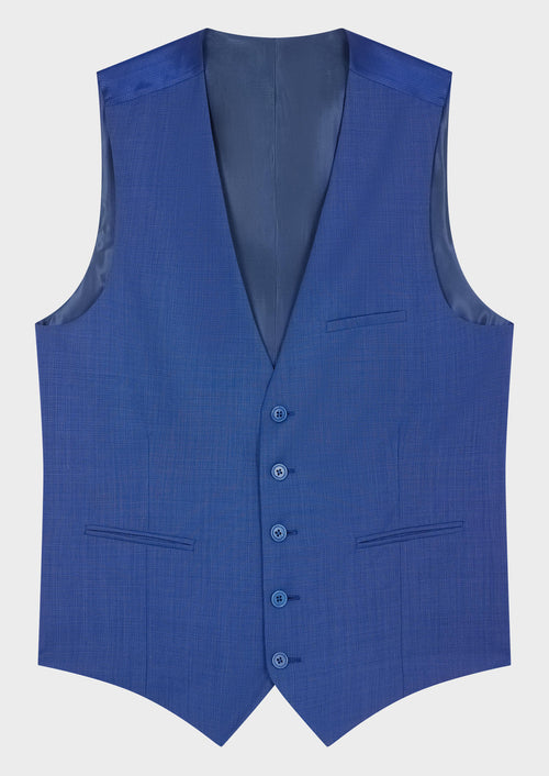 Gilet de costume en laine unie bleu azur - Father & Sons - 1
