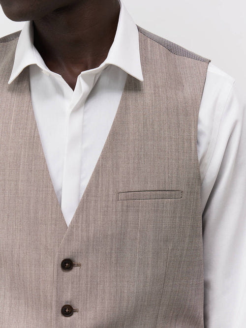 Gilet de costume en laine mélangée beige - Father & Sons - 3
