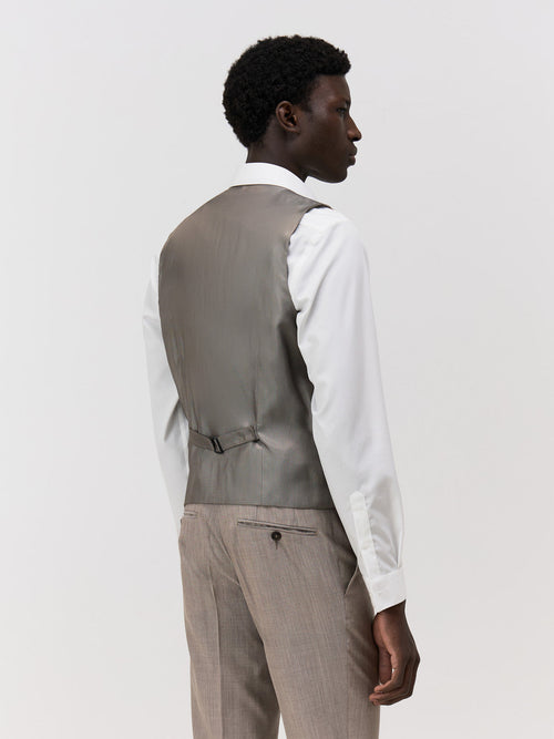 Gilet de costume en laine mélangée beige - Father & Sons - 2