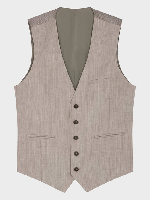 Gilet de costume en laine mélangée beige - Father & Sons - 4