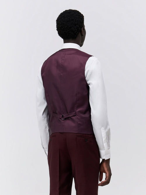 Gilet de costume en laine bordeaux - Father & Sons   - 2