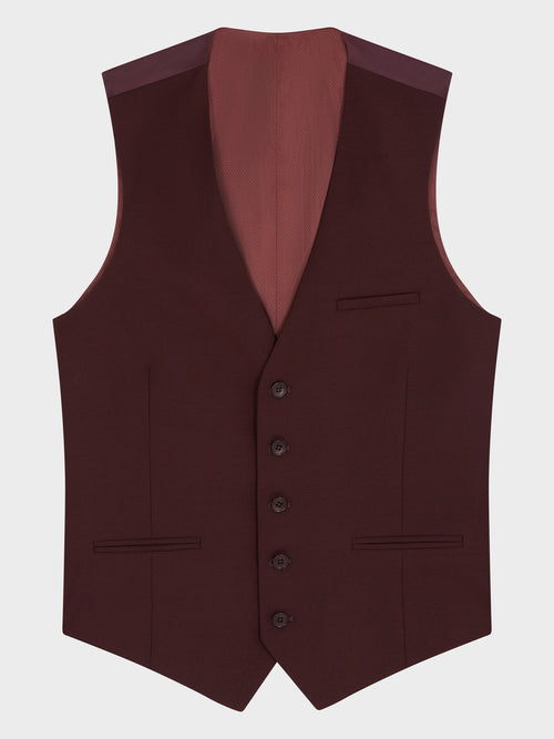 Gilet de costume en laine bordeaux - Father & Sons   - 4