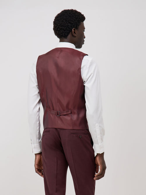 Gilet de costume en laine mélangée bordeaux - Father & Sons - 2