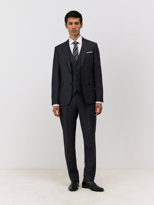 Gilet de costume en laine Marzotto unie anthracite - Father & Sons - 4