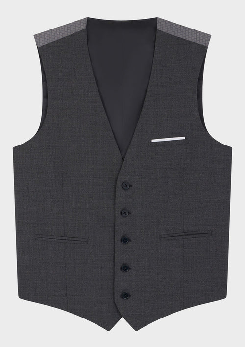 Gilet de costume voyage en laine Marzotto unie grise - Father & Sons - 5