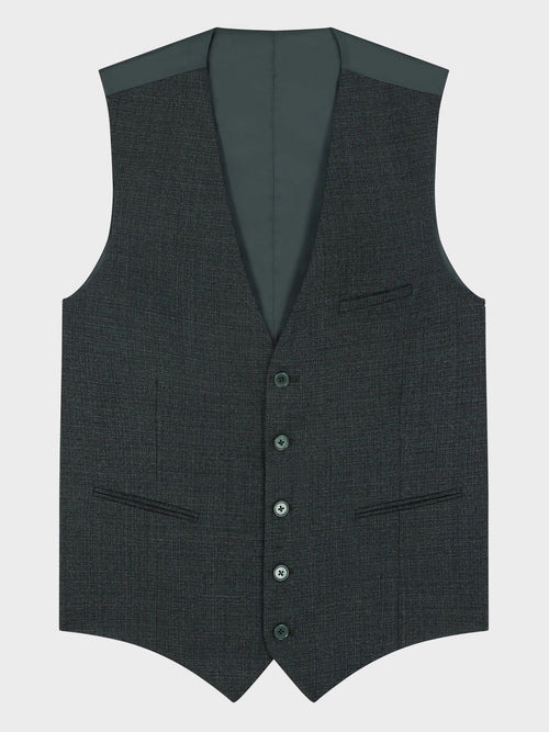 Gilet de costume en laine mélangée kaki - Father & Sons - 4