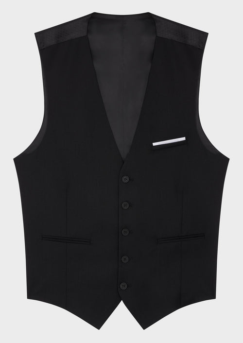 Gilet de costume en laine Marzotto unie noire - Father & Sons - 3