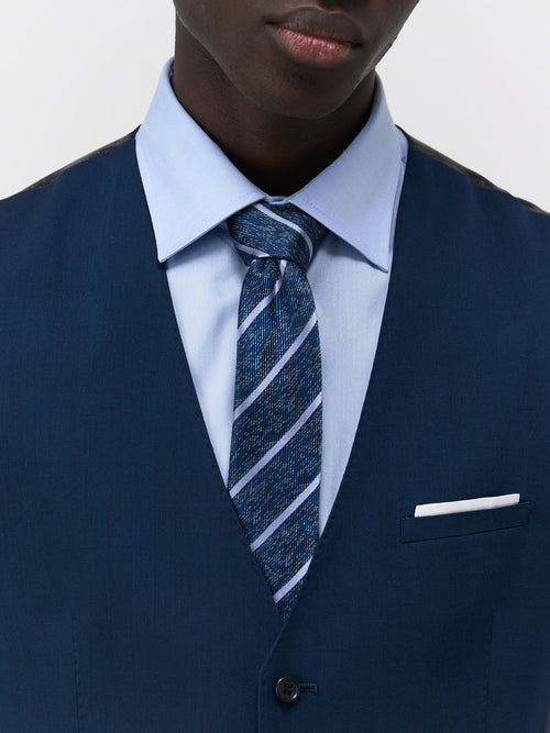 Gilet de costume en laine stretch bleu prusse - Father & Sons - 3