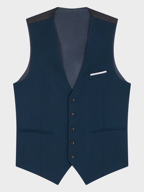 Gilet de costume en laine stretch bleu prusse - Father & Sons - 4