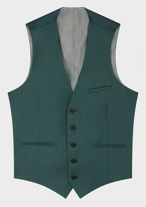 Gilet de costume en laine unie vert bouteille - Father & Sons - 4