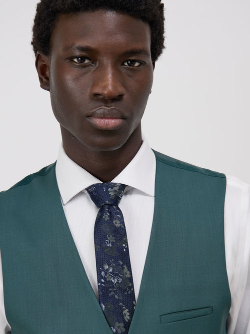 Gilet de costume en laine unie vert bouteille - Father & Sons - 3
