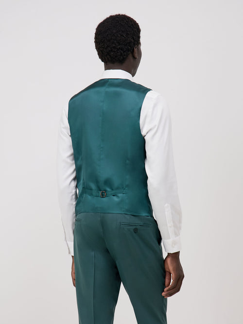 Gilet de costume en laine unie vert bouteille - Father & Sons - 2