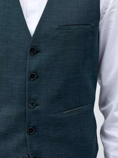 Gilet de costume en laine mélangée vert bouteille - Father & Sons - 3