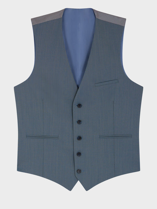 Gilet de costume en laine bleu céruléen - Father & Sons - 4