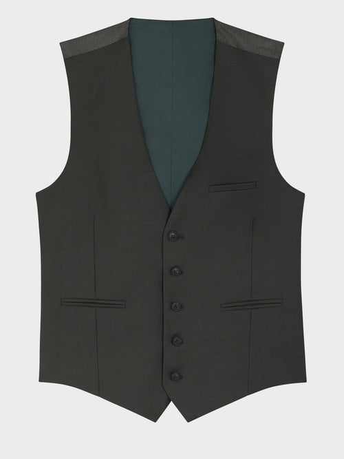 Gilet de costume en laine kaki - Father & Sons - 4