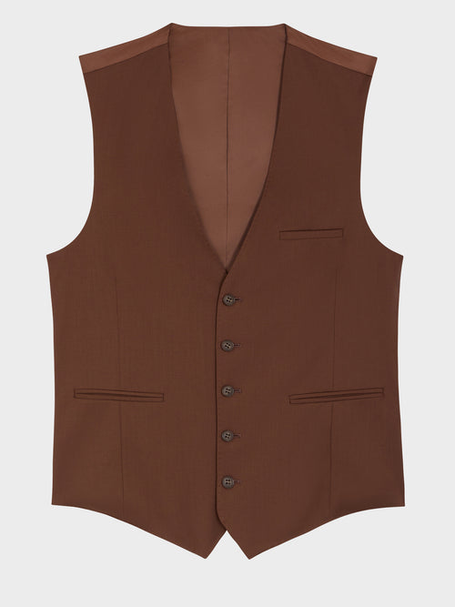 Gilet de costume en laine terracotta - Father & Sons - 3