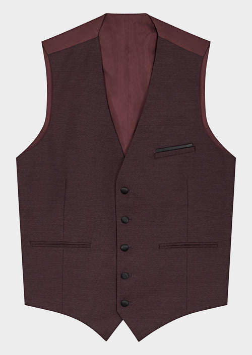 Gilet de smoking en laine unie bordeaux - Father & Sons - 1