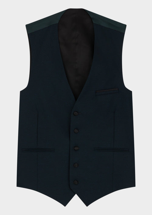 Gilet de smoking en laine unie prusse - Father & Sons - 1