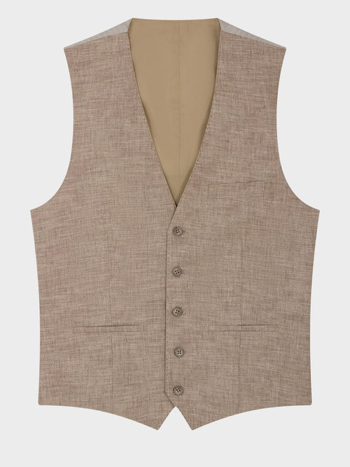 Gilet de costume en coton et lin beiges - Father & Sons - 4