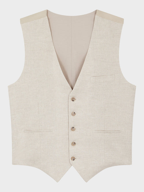Gilet de costume en lin beige - Father & Sons - 4