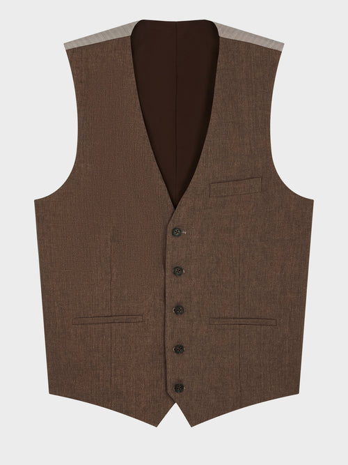 Gilet de costume en lin marron - Father & Sons - 4