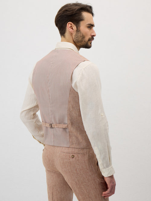 Gilet de costume en lin rose - Father & Sons - 2