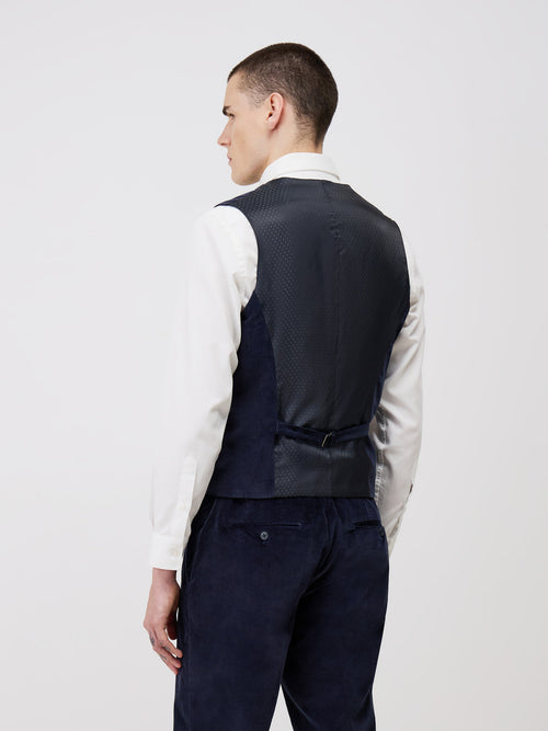 Gilet de costume en velours côtelé bleu marine - Father & Sons - 2