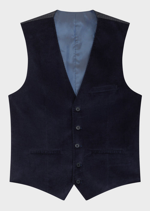 Gilet de costume en velours côtelé bleu marine - Father & Sons - 5
