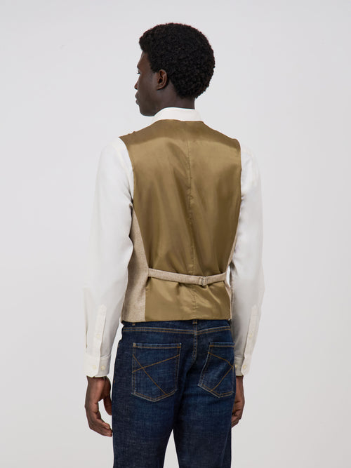 Gilet de costume en laine mélangée marron - Father & Sons - 2