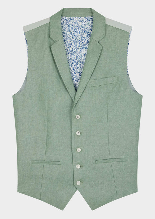 Gilet casual en lin uni vert - Father & Sons - 1