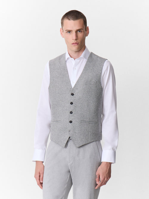 Gilet de costume en laine mélangée grise - Father & Sons - 1